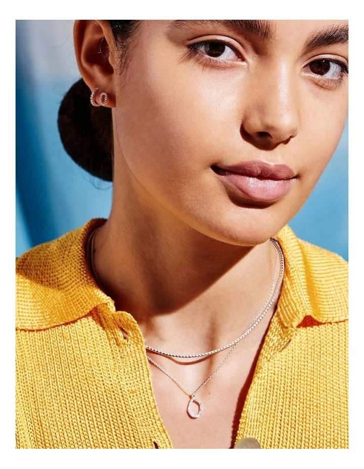 Estella Bartlett Pave Set Organic Circle Silver Necklace 2 Estella Bartlett Pave Set Organic Circle Silver Necklace - Image 2
