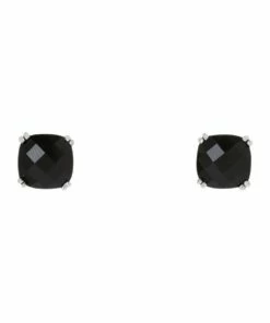 Gregory Ladner Square Faceted Stud Silver Earrings