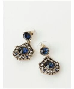 Gregory Ladner Art Deco Navy Drop Earrings