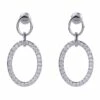 Gregory Ladner Oval With Micro Cubic Zirconia Silver Drop Earrings