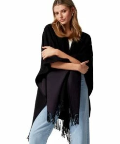 Forever New Mary Black Tassel Cape
