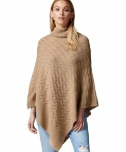 Forever New Ruby Cable Knit Beige Poncho
