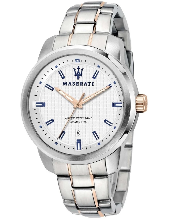 Maserati Successo Two Tone Silver Stainless Steel Sport Watch 1 Maserati Successo Two Tone Silver Stainless Steel Sport Watch