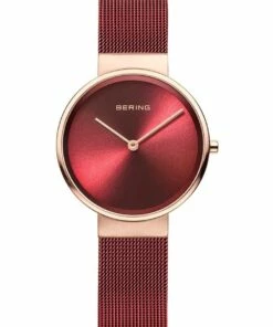 Bering Ladies Classic Collection Red Milanese Stainless Steel Analog Watch 14531-363