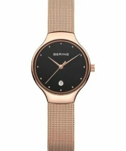 Bering Classic Collection Rose Gold Milanese Stainless Steel Analog Watch 13326-362