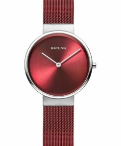 Bering Ladies Classic Collection Red Red Milanese Stainless Steel Analog Watch 14531-303