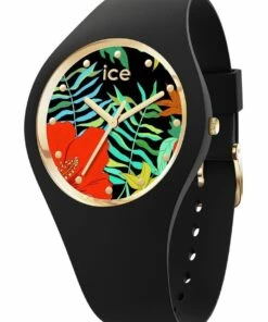 ICE-Watch Ice Flower Jungle Small Black Silicone Quartz Watch