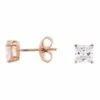 Georgini 5mm Clear Square Rose Gold Stud Earrings