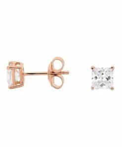 Georgini 5mm Clear Square Rose Gold Stud Earrings