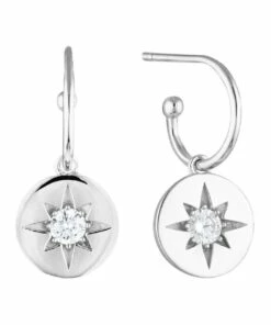 Georgini Stellar Lights Silver Drop Hoop Earrings