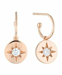 Georgini Stellar Lights Rose Gold Drop Hoop Earrings