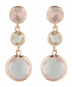 Georgini Diantha Rose Quartz Rose Gold Drop Earrings