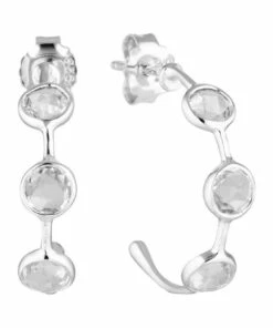 Georgini Kiklo White Topaz Silver Hoop Earring