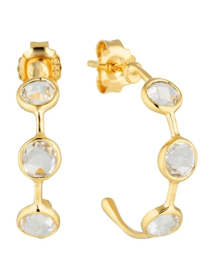 Georgini Kiklo White Topaz Gold Hoop Earring 1 Georgini Kiklo White Topaz Gold Hoop Earring