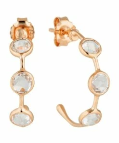 Georgini Kikilo White Topaz Rose Gold Hoop Earring