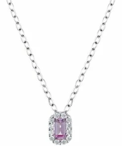 Georgini Paris Pink Sapphire Pendant Silver Necklace