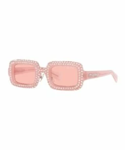 Miu Miu Pink Diamante Rectangle Sunglasses 0MU 09XS 1536012001