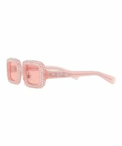 Miu Miu Pink Diamante Rectangle Sunglasses 0MU 09XS 1536012001 -RAY-BAN Online Store 843152050 3 720x928