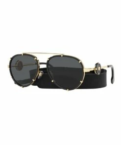 Versace Black/Gold Aviator Sunglasses With Strap 0VE2232 1535921001