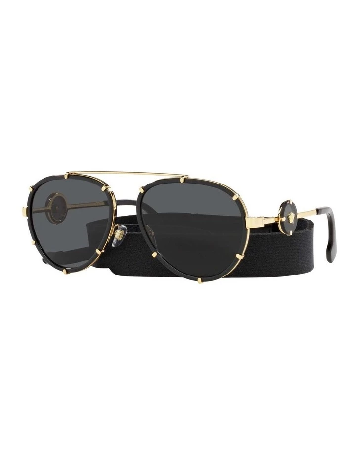 Versace Black/Gold Aviator Sunglasses With Strap 0VE2232 1535921001 1 Versace Black/Gold Aviator Sunglasses With Strap 0VE2232 1535921001