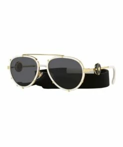 Versace White/Gold Aviator Sunglasses With Strap 0VE2232 1535921002