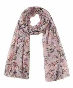Gregory Ladner Bird Floral Print Blush Scarf