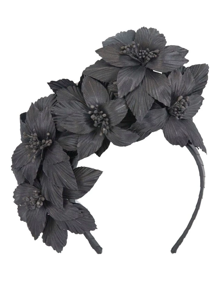 Fillies Collection Flower Arrangement On Black Headband Fascinator 1 Fillies Collection Flower Arrangement On Black Headband Fascinator