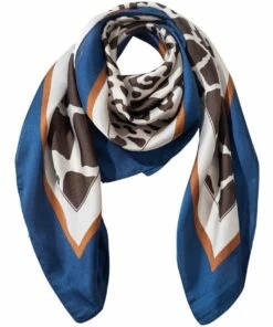 Gregory Ladner Animal Print Blue Neckerchief Scarf