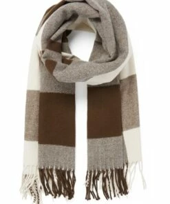 Forever New Pippa Check Brown Tassel Scarf