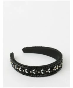 Collection Black And Gold Beaded Headband