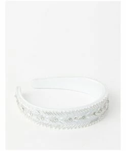 Collection White And Gold Beaded Headband