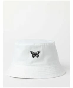 Miss Shop Butterfly White Bucket Hat