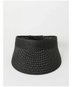 Miss Shop Weave Black Visor Hat