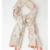 Trent Nathan Printed Tassels Pink Scarf