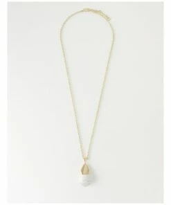 Trent Nathan Stone Pendant Off White Longline Necklace