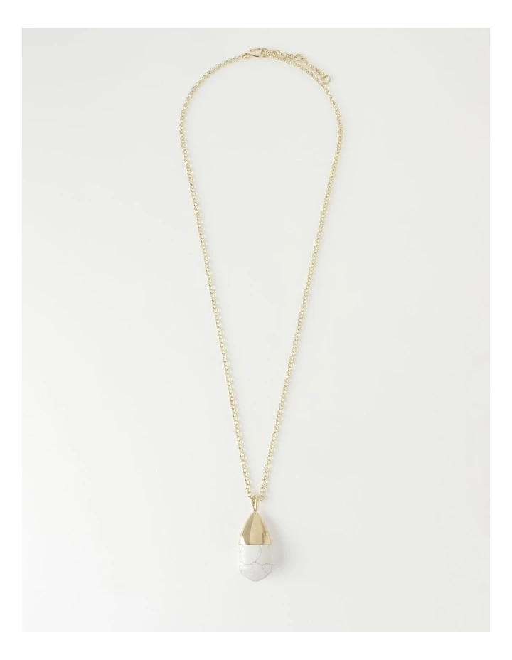 Trent Nathan Stone Pendant Off White Longline Necklace 1 Trent Nathan Stone Pendant Off White Longline Necklace