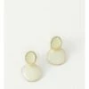 Trent Nathan Enamel Off White Disc Stud Earring
