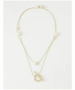 Trent Nathan Freshwater Pearl Gold Toggle Necklace