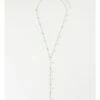 Trent Nathan Faux Pearl Lariat Gold Necklace
