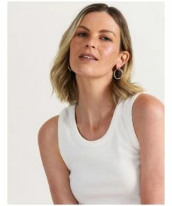 Trent Nathan Twisted Silver Metal Hoops Earring -RAY-BAN Online Store 850498570 2 720x928