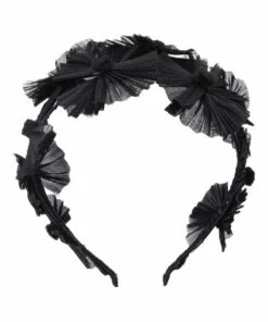 Olga Berg Irena Daisy Trim Black Double Headband