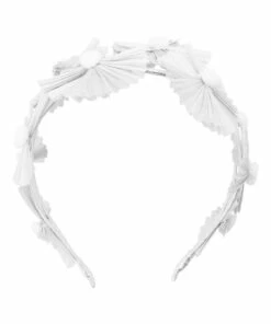 Olga Berg Irena Daisy Trim White Double Headband