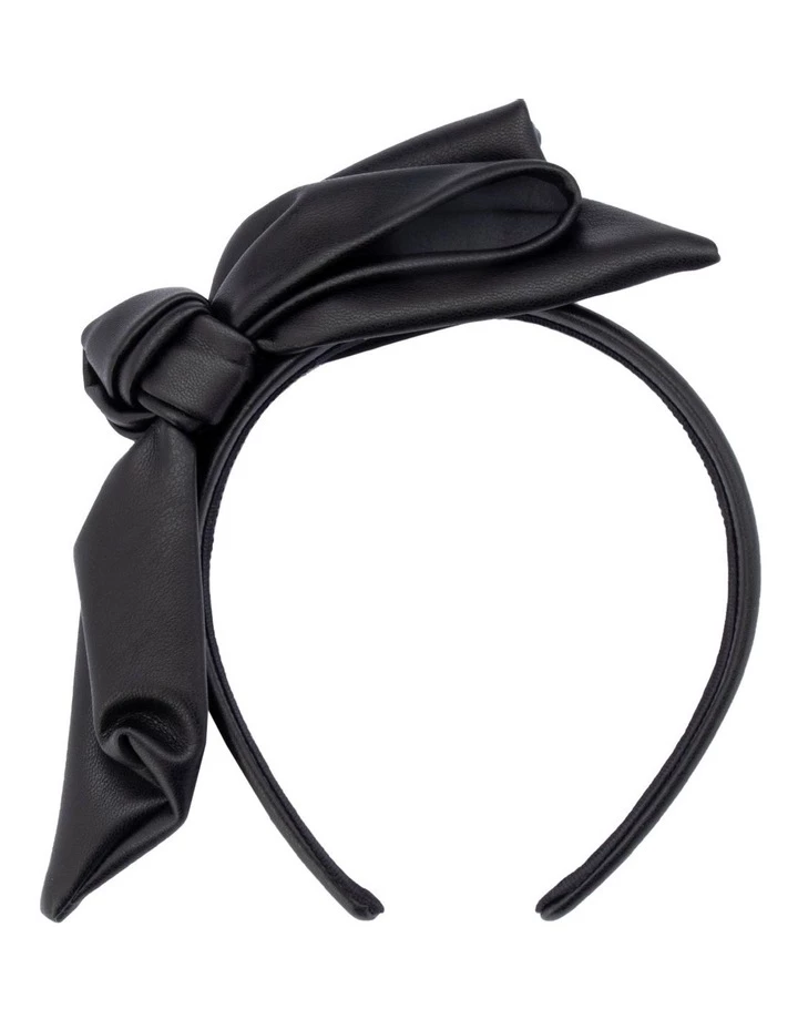 Olga Berg Amanda Black Vegan Leather Knotted Headband 1 Olga Berg Amanda Black Vegan Leather Knotted Headband
