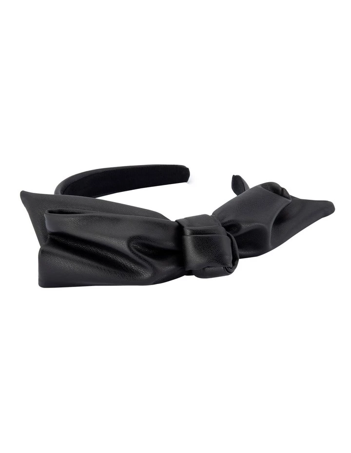 Olga Berg Amanda Black Vegan Leather Knotted Headband 2 Olga Berg Amanda Black Vegan Leather Knotted Headband - Image 2