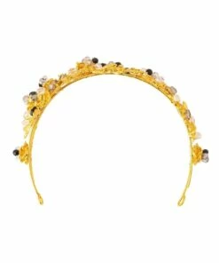 Olga Berg Iris Black Encrusted Leaf Headband