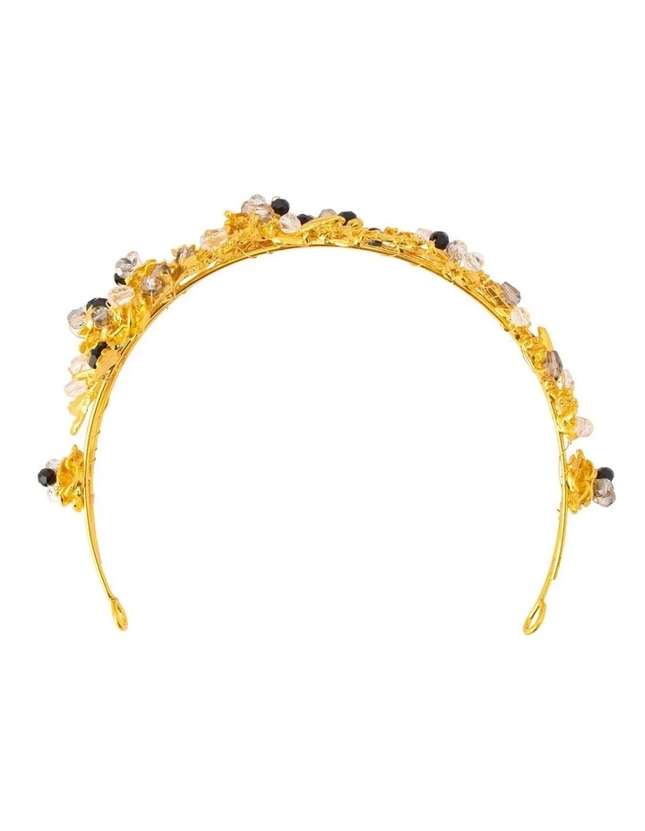 Olga Berg Iris Black Encrusted Leaf Headband 1 Olga Berg Iris Black Encrusted Leaf Headband