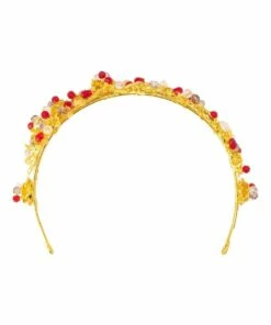 Olga Berg Iris Red Encrusted Leaf Headband