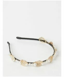 Collection Pearl Leaf Black Headband