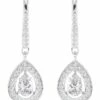 Swarovski Angelic Earrings Pear Cut Crystal, White, Rhodium Plated