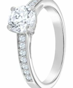 Swarovski Attract Ring Round Cut Crystal, White, Rhodium Plated